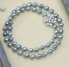 Load image into Gallery viewer, 8.5-9mm Silver Blue Baroque Akoyas