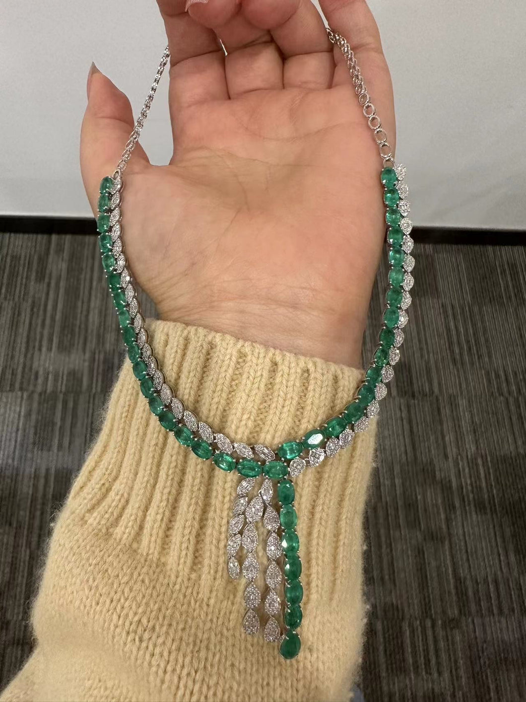 24.8ct Vivid Green Emerald Necklace