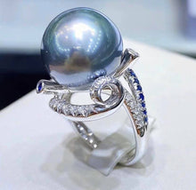 Load image into Gallery viewer, BIG 15.1mm Ocean Blue Tahitian Pearl with Excellent Shine &amp; Luster! Full Round with Insignificant Flaws
