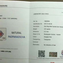 Load image into Gallery viewer, 1.72ct Unheated Padparadscha Sapphire
