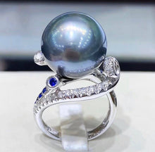 Load image into Gallery viewer, BIG 15.1mm Ocean Blue Tahitian Pearl with Excellent Shine &amp; Luster! Full Round with Insignificant Flaws
