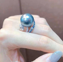 Load image into Gallery viewer, BIG 15.1mm Ocean Blue Tahitian Pearl with Excellent Shine &amp; Luster! Full Round with Insignificant Flaws
