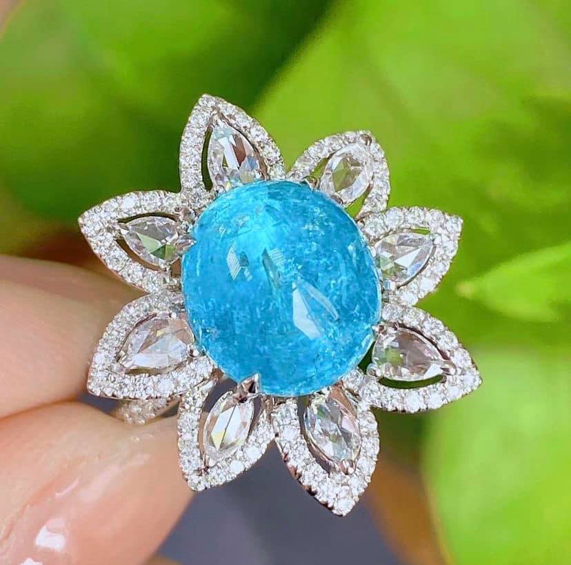 4.92ct Neon Blue Cabochon Paraiba