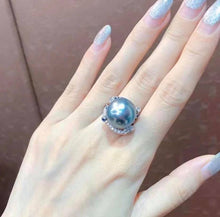 Load image into Gallery viewer, BIG 15.1mm Ocean Blue Tahitian Pearl with Excellent Shine &amp; Luster! Full Round with Insignificant Flaws

