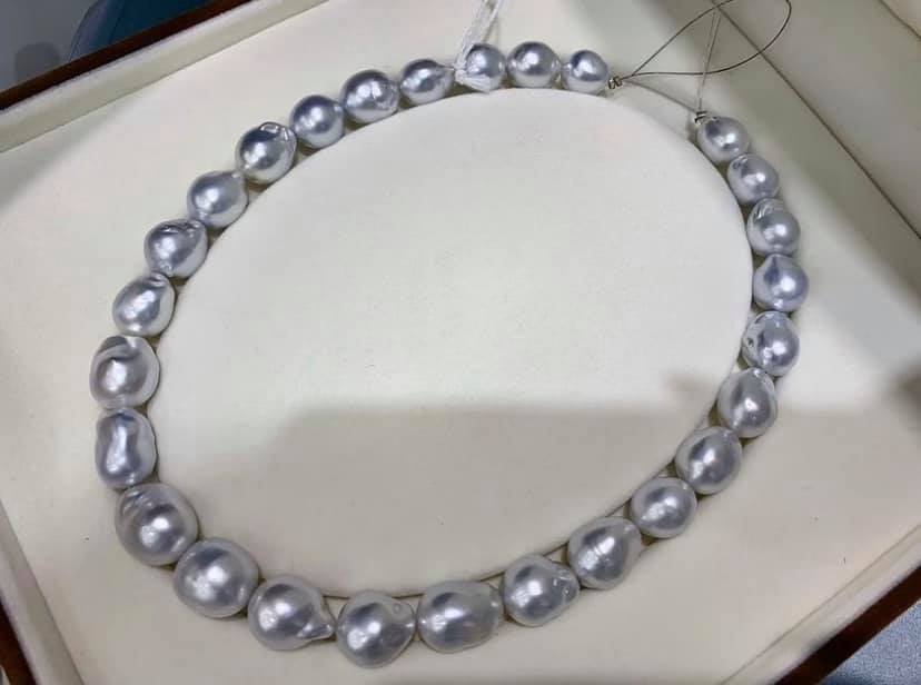 12-14.8mm Australian White South Sea Pearls. Good luster.