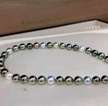 Load image into Gallery viewer, 8.5-10.7MM Blue Green Tahitian &amp; South Sea Pearls! Full round, Excellent luster, Minor flaws!!!
