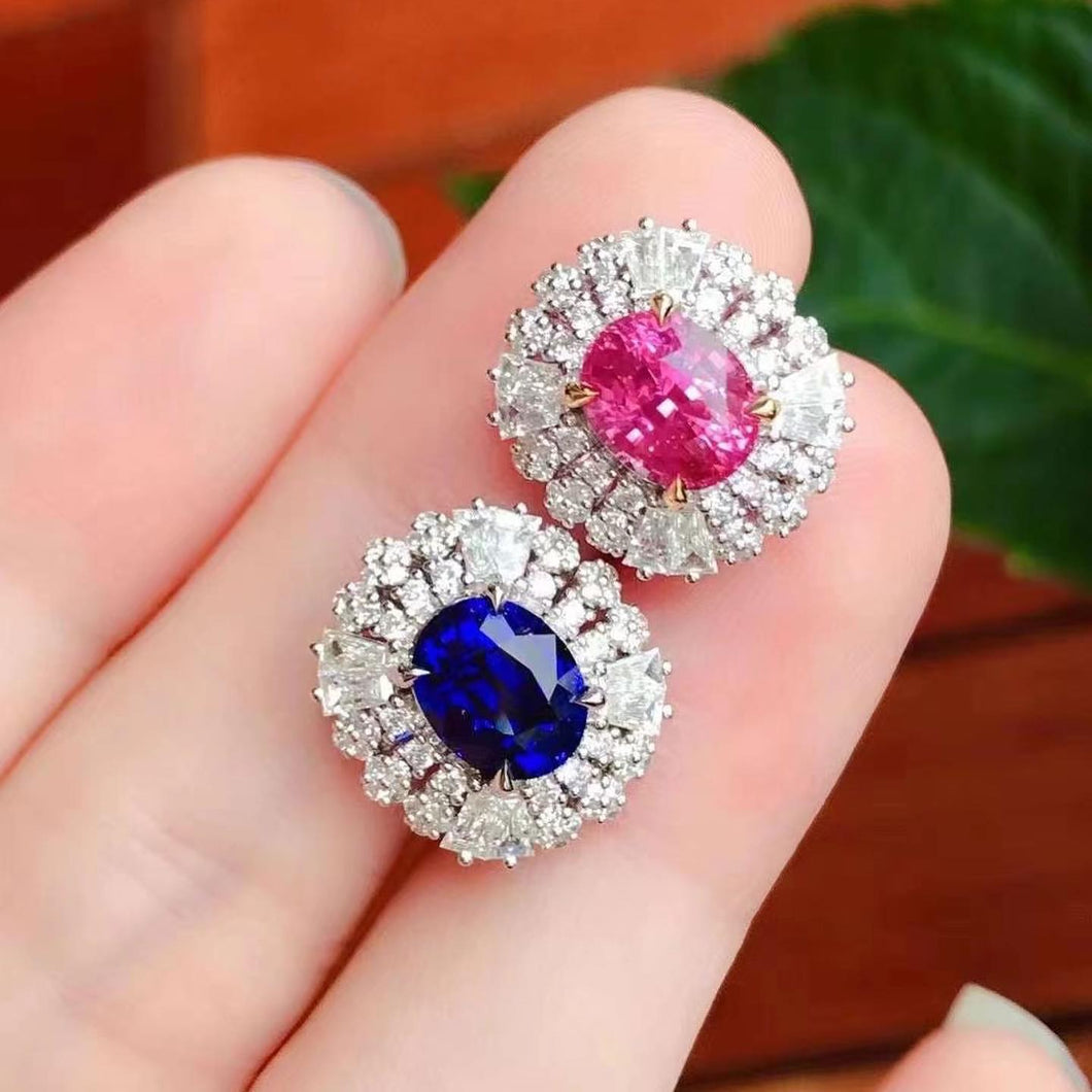 5.16ct & 4.1ct Unheated Royal Blue & Vivid Pink Sapphire