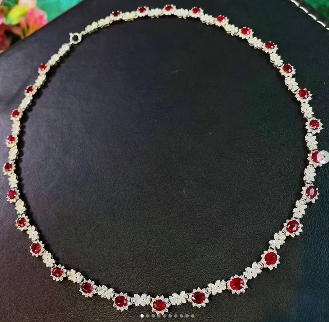 6.7ct Unheated Pigeon Blood Ruby Necklace