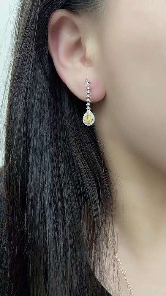 0.218ct Yellow Diamond Dangling Earring *Preorder