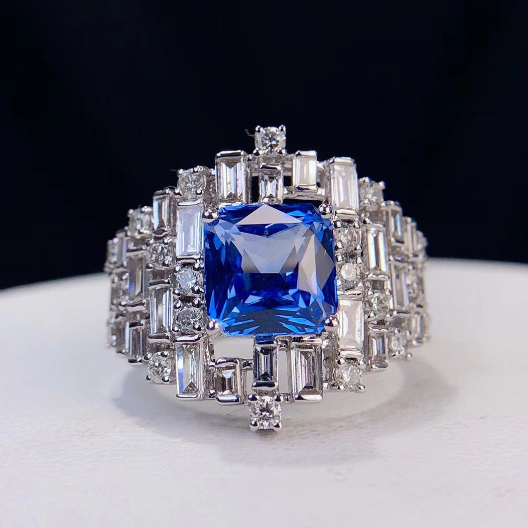 3.1ct Vivid Blue Sapphire Ring